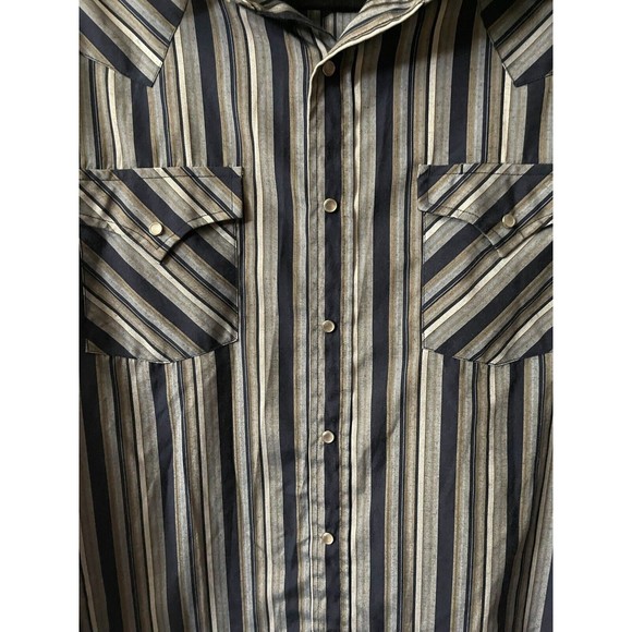 Plains Western Ware Shirt Pearl Snap Brush Popper Long Sleeve Men's Medium Blue - Picture 5 of 9